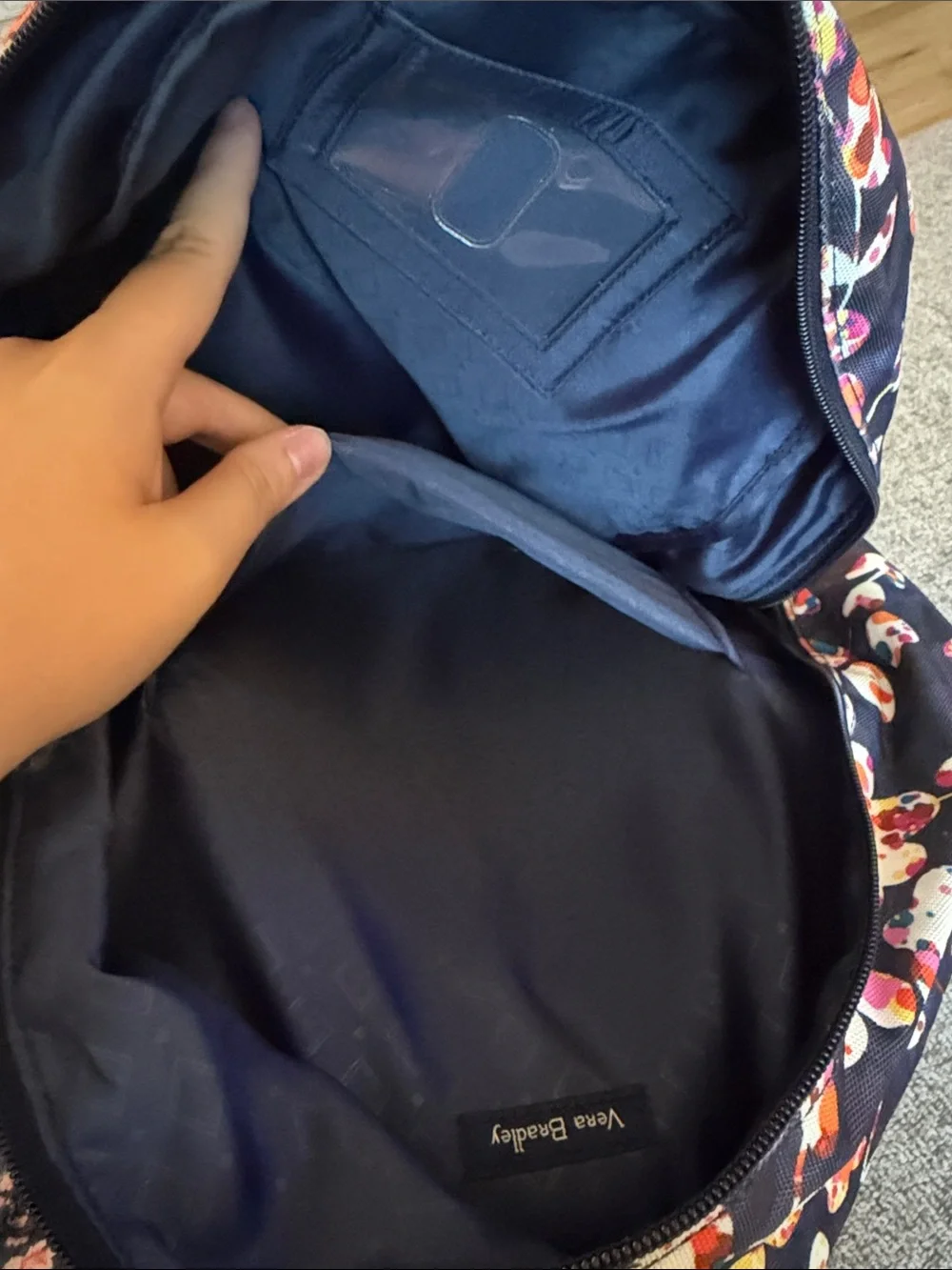 Vera Bradley Navy Recycled Floral Backpack with Multicolor Accents
